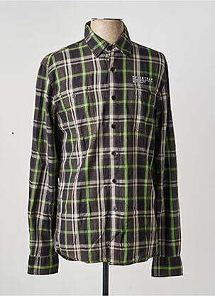 Chemise manches longues imprimé carreaux marron FIRETRAP homme