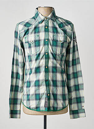 Chemise manches longues imprimé carreaux vert TOMMY HILFIGER homme