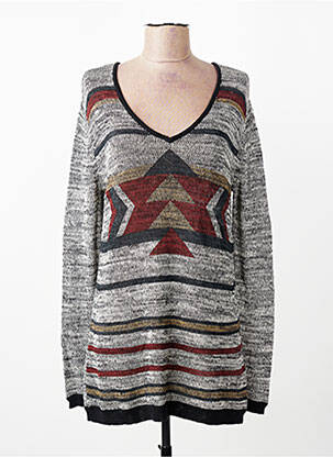 Pull coupe cintrée manches longues gris I.CODE (By IKKS) femme