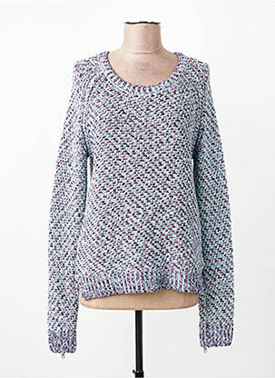 Pull tissage chiné manches longues bleu MAISON SCOTCH femme