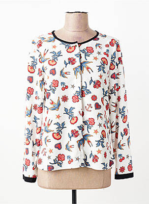 Chemisier imprimé fleurs manches longues blanc I.CODE (By IKKS) femme