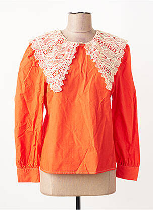 Blouse tissage popeline manches longues orange MINIMUM femme