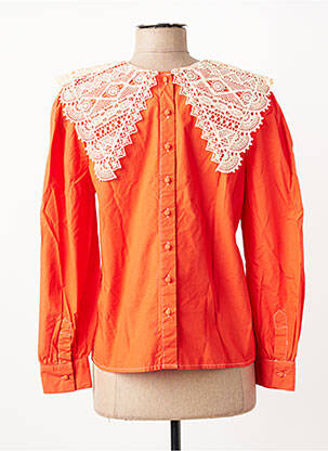 Blouse tissage popeline manches longues orange MINIMUM femme