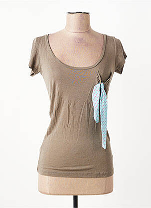 T-shirt stretch manches courtes marron I.CODE (By IKKS) femme