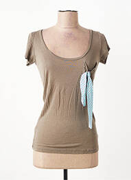 T-shirt stretch manches courtes marron I.CODE (By IKKS) femme
