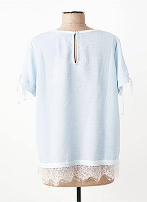 Top tissage crêpe manches courtes bleu GRACE & MILA femme