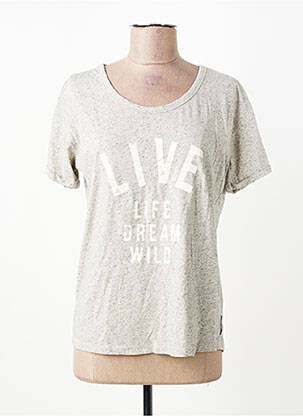 T-shirt sérigraphie manches courtes gris MAISON SCOTCH femme