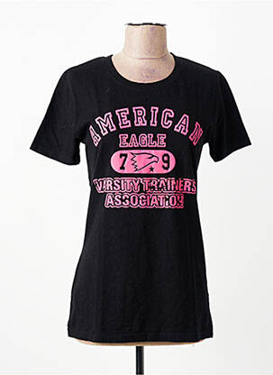 T-shirt sérigraphie floquée manches courtes noir AMERICAN EAGLE femme