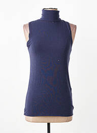 Pull col roulé coupe ajustée sans manche bleu PAKO LITTO femme