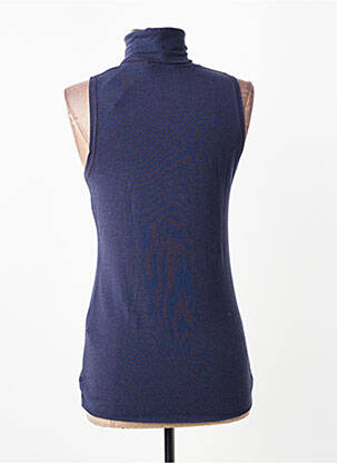 Pull col roulé coupe ajustée sans manche bleu PAKO LITTO femme