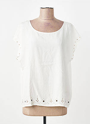 Blouse tissage popeline manches courtes blanc I.CODE (By IKKS) femme