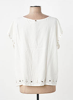 Blouse tissage popeline manches courtes blanc I.CODE (By IKKS) femme