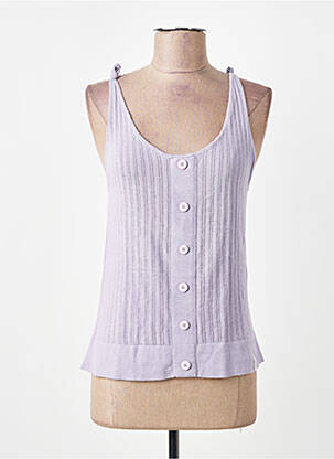 Top stretch fines bretelles violet GESCOT femme