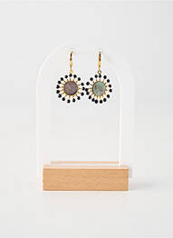 Boucles d’oreilles matériaux plaqué or noir FRANCK HERVAL femme