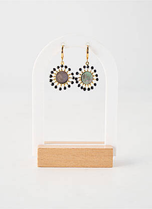 Boucles d’oreilles matériaux plaqué or noir FRANCK HERVAL femme