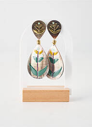 Boucles d’oreilles matériaux plaqué or gris FRANCK HERVAL femme