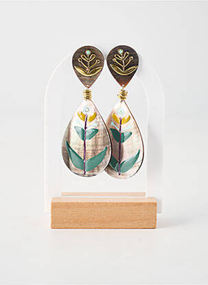 Boucles d’oreilles matériaux plaqué or gris FRANCK HERVAL femme