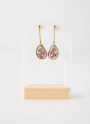 Boucles d’oreilles matériaux plaqué or bleu FRANCK HERVAL femme
