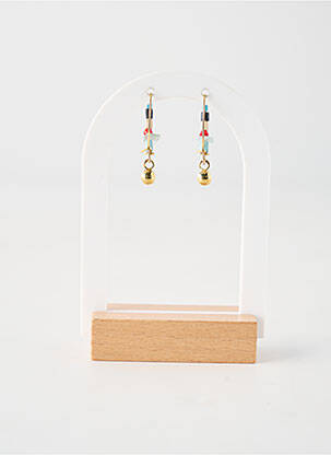 Boucles d’oreilles matériaux plaqué or bleu FRANCK HERVAL femme