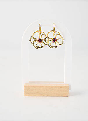 Boucles d’oreilles ornement pierre rose FRANCK HERVAL femme