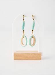 Boucles d’oreilles matériaux plaqué or bleu NATURE BIJOUX femme