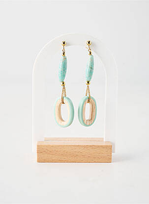Boucles d’oreilles matériaux plaqué or bleu NATURE BIJOUX femme