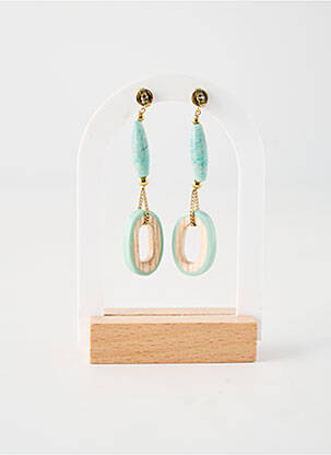 Boucles d’oreilles matériaux plaqué or bleu NATURE BIJOUX femme
