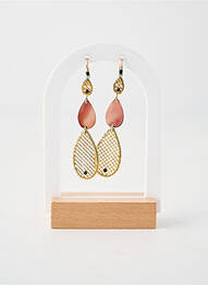 Boucles d’oreilles matériaux plaqué or marron NATURE BIJOUX femme