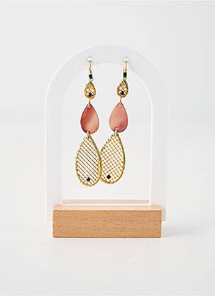 Boucles d’oreilles matériaux plaqué or marron NATURE BIJOUX femme