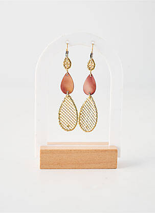 Boucles d’oreilles matériaux plaqué or marron NATURE BIJOUX femme