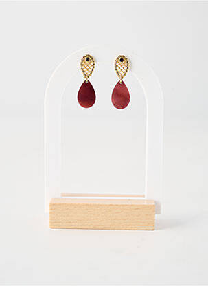 Boucles d’oreilles matériaux plaqué or marron NATURE BIJOUX femme