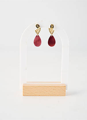 Boucles d’oreilles matériaux plaqué or marron NATURE BIJOUX femme