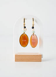Boucles d’oreilles matériaux plaqué or marron NATURE BIJOUX femme