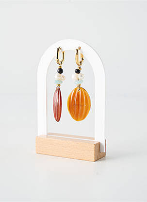 Boucles d’oreilles matériaux plaqué or marron NATURE BIJOUX femme