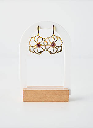 Boucles d’oreilles matériaux plaqué argent rose FRANCK HERVAL femme