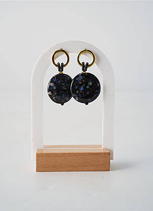 Boucles d’oreilles matériaux plaqué or noir NATURE BIJOUX femme