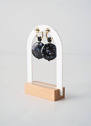 Boucles d’oreilles matériaux plaqué or noir NATURE BIJOUX femme