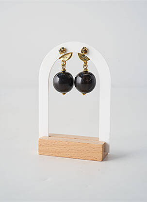 Boucles d’oreilles matériaux plaqué or noir NATURE BIJOUX femme