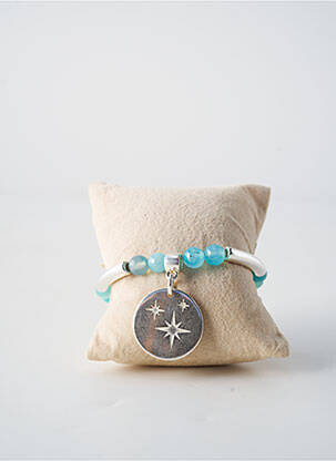 Bracelet matériaux plaqué argent bleu SECRET DE CUIR femme