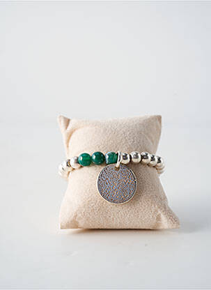 Bracelet matériaux plaqué argent vert SECRET DE CUIR femme