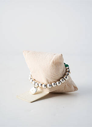Bracelet matériaux plaqué argent vert SECRET DE CUIR femme