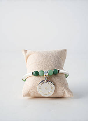 Bracelet matériaux plaqué argent vert SECRET DE CUIR femme