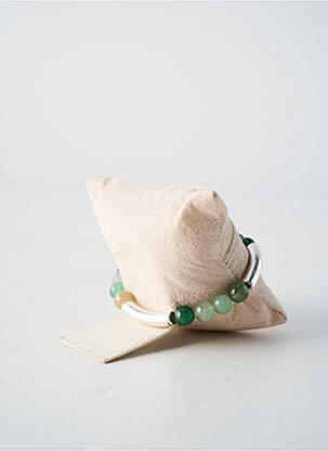 Bracelet matériaux plaqué argent vert SECRET DE CUIR femme