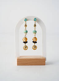 Boucles d’oreilles matériaux plaqué or vert FRANCK HERVAL femme