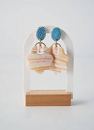 Boucles d’oreilles fermeture bouton poussoir beige NATURE BIJOUX femme