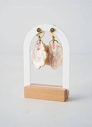 Boucles d’oreilles fermeture bouton poussoir beige NATURE BIJOUX femme