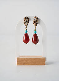 Boucles d’oreilles fermeture bouton poussoir marron NATURE BIJOUX femme