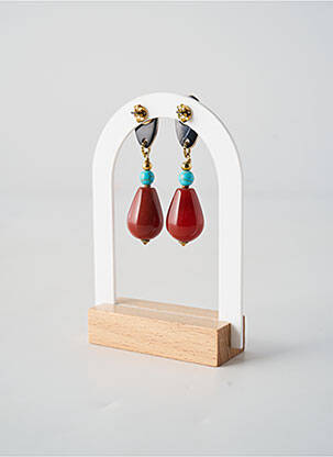 Boucles d’oreilles fermeture bouton poussoir marron NATURE BIJOUX femme