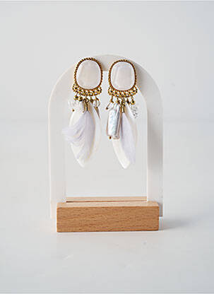Boucles d’oreilles fermeture bouton poussoir blanc NATURE BIJOUX femme