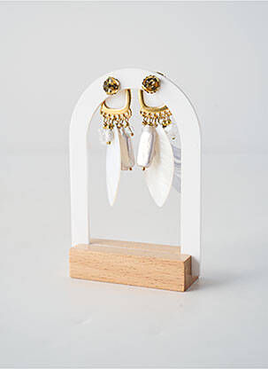 Boucles d’oreilles fermeture bouton poussoir blanc NATURE BIJOUX femme